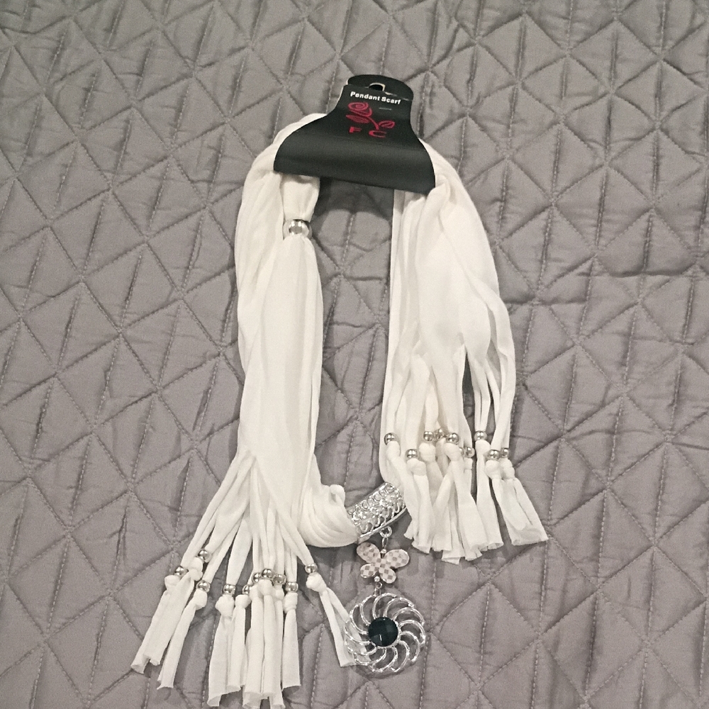 White Scarf with Silver Accents